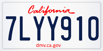 CA license plate 7LYY910