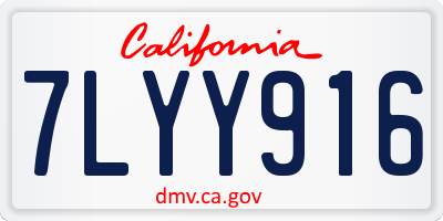 CA license plate 7LYY916