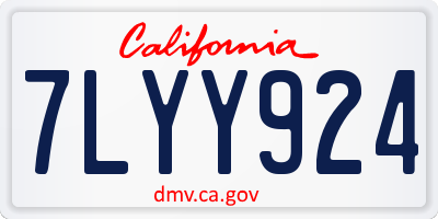 CA license plate 7LYY924