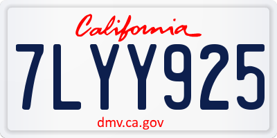 CA license plate 7LYY925