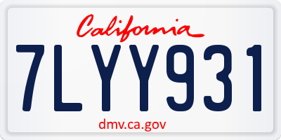 CA license plate 7LYY931