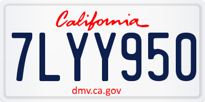 CA license plate 7LYY950