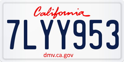 CA license plate 7LYY953