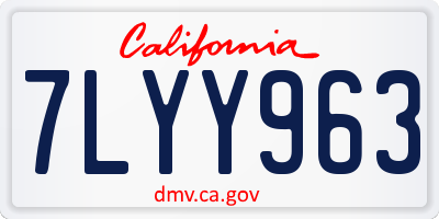 CA license plate 7LYY963