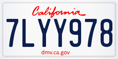 CA license plate 7LYY978