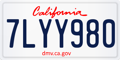 CA license plate 7LYY980