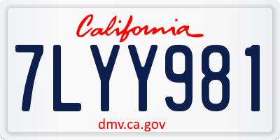 CA license plate 7LYY981