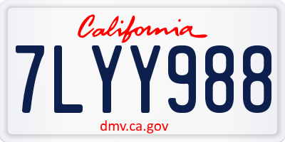 CA license plate 7LYY988