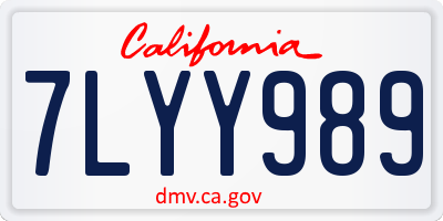 CA license plate 7LYY989
