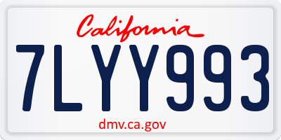 CA license plate 7LYY993