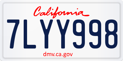 CA license plate 7LYY998