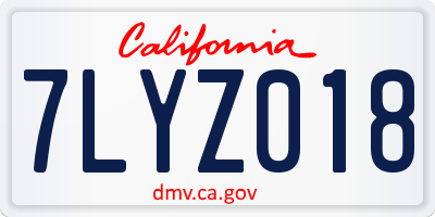CA license plate 7LYZ018