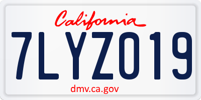 CA license plate 7LYZ019