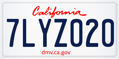 CA license plate 7LYZ020