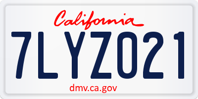 CA license plate 7LYZ021