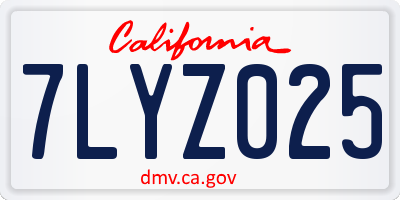 CA license plate 7LYZ025