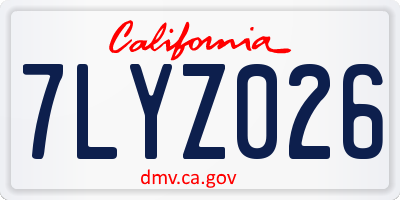 CA license plate 7LYZ026