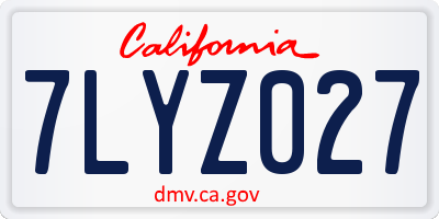 CA license plate 7LYZ027