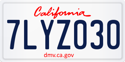 CA license plate 7LYZ030