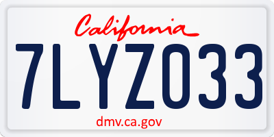 CA license plate 7LYZ033
