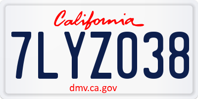 CA license plate 7LYZ038