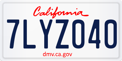 CA license plate 7LYZ040