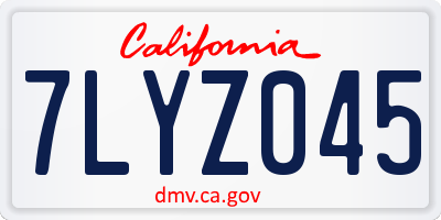 CA license plate 7LYZ045
