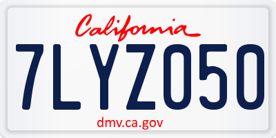 CA license plate 7LYZ050