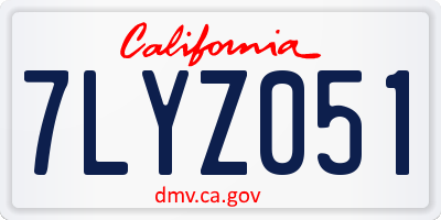 CA license plate 7LYZ051