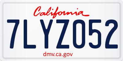 CA license plate 7LYZ052