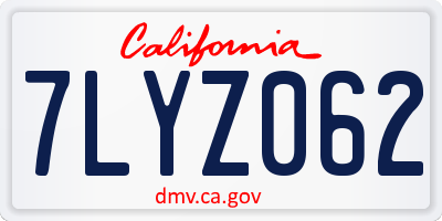 CA license plate 7LYZ062