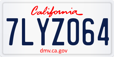 CA license plate 7LYZ064