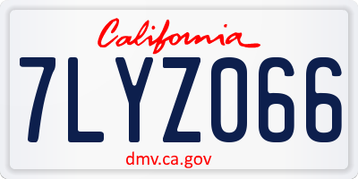 CA license plate 7LYZ066