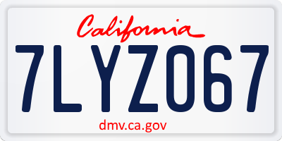 CA license plate 7LYZ067