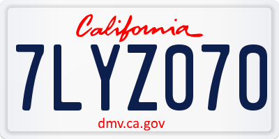 CA license plate 7LYZ070