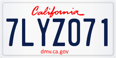 CA license plate 7LYZ071