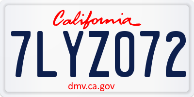 CA license plate 7LYZ072
