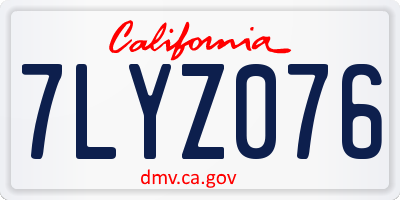 CA license plate 7LYZ076