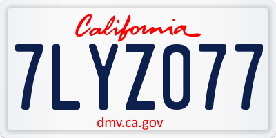 CA license plate 7LYZ077