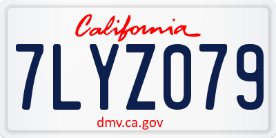 CA license plate 7LYZ079