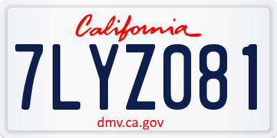 CA license plate 7LYZ081