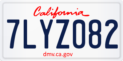 CA license plate 7LYZ082