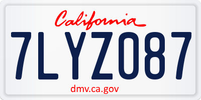 CA license plate 7LYZ087
