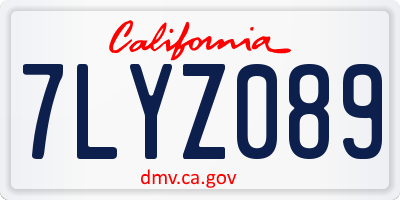 CA license plate 7LYZ089