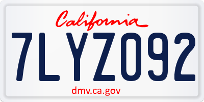 CA license plate 7LYZ092