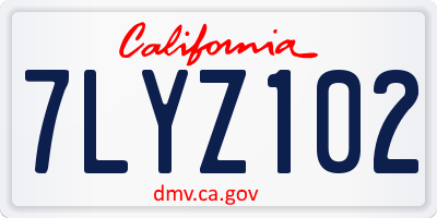 CA license plate 7LYZ102
