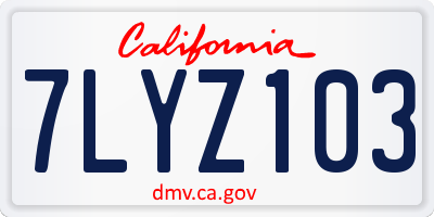 CA license plate 7LYZ103