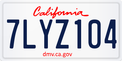 CA license plate 7LYZ104