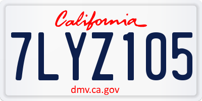 CA license plate 7LYZ105