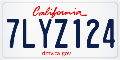 CA license plate 7LYZ124